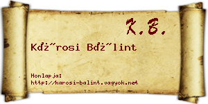 Károsi Bálint névjegykártya