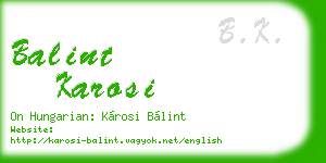 balint karosi business card